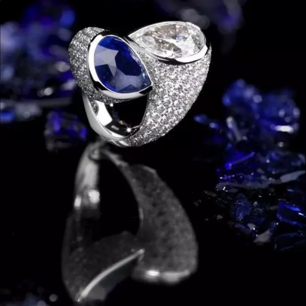 New Women’s 925 Silver Beautiful Sapphire Ring - Picture 2 of 5